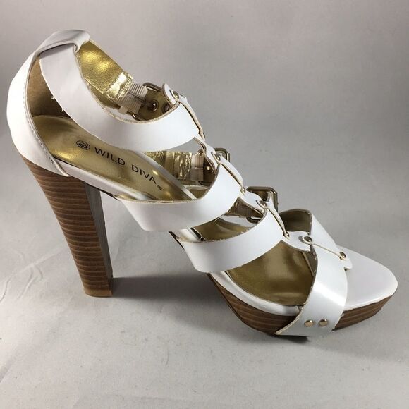 WILD DIVA white and gold platforms - Picture 3 of 6